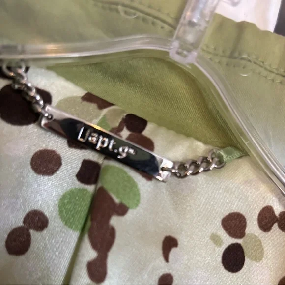 GREEN 3/4 sleeve RUFFLED spring TRENCH COAT feminine baby doll cut! SIZE LARGE - Picture 5 of 5